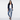 Mature woman in Jaguar Blue leopard print joggers with navy blazer