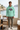 Mint hoodie with checkered trousers