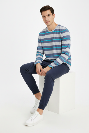 Navy Joggers Seated Studio
