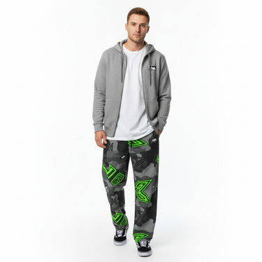 Neon Camo Joggers Grey Zip Hoodie White Male
