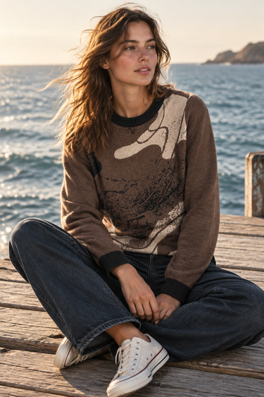 Photorealistic beach sweater look 2