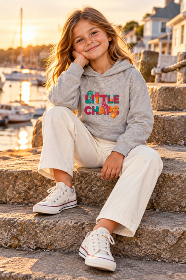 Six-year-old girl in the heather LittleChaps hoodie