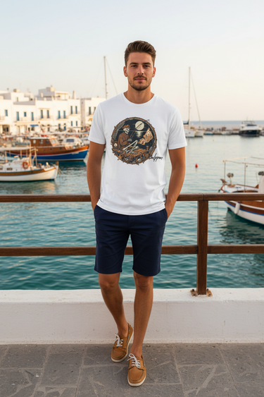 Skeleton Fisherman Tee – White, Shorts Harbor