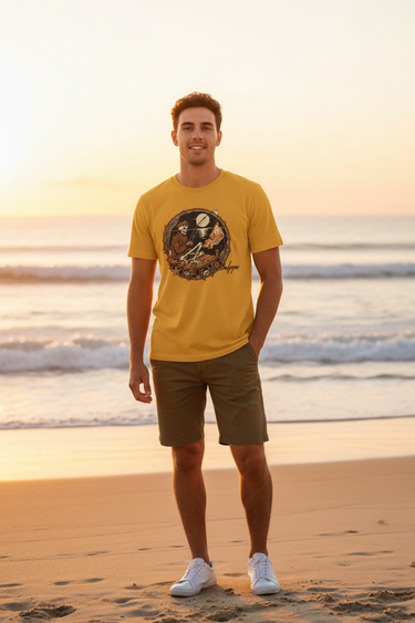 Skeleton Fisherman Tee – Yellow Gold, Shorts Sunrise