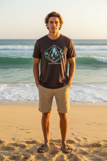 Surf Riddle Tee – Brown, No Chain