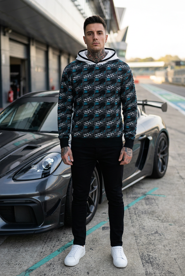 Teal Velocity hoodie motorsport editorial
