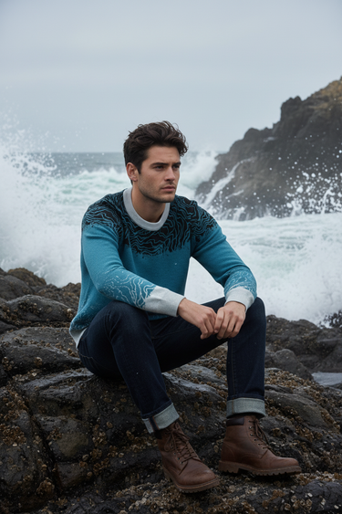 Topo Wave Sweater – Male Rocky Coast