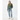 White female light denim look