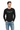 White model in black crew