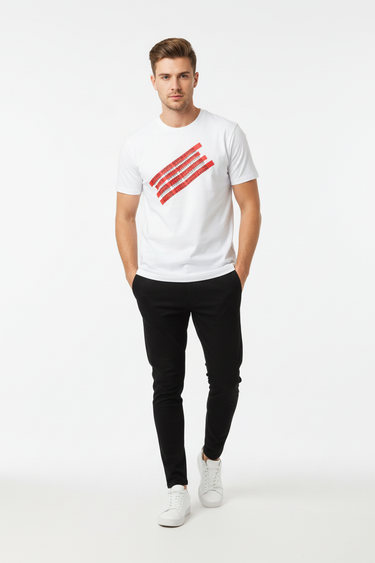 White Tee Black Joggers