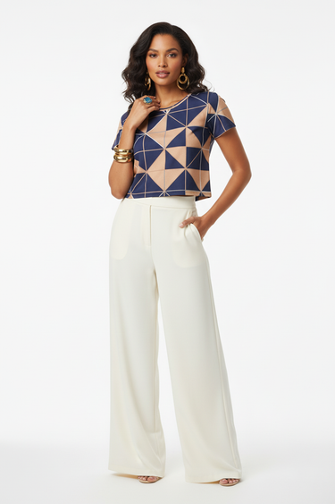 Wide-Leg Pants & Statement Jewelry