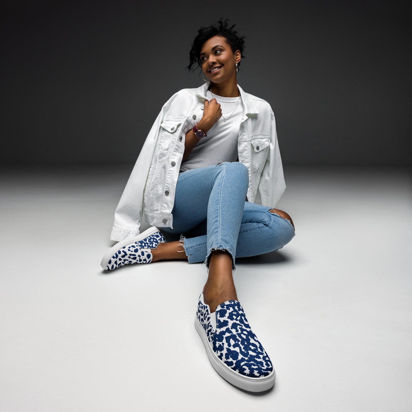 Jaguar Blue Women’s slip-on canvas shoes