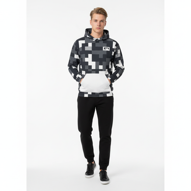 Alppeer Digital Camo Hoodie - White male model with sweatpants