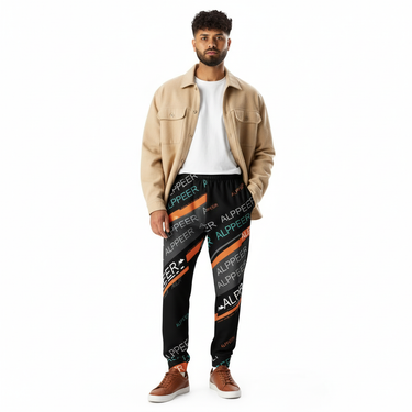 Alppeer Performance Track Joggers - Black male model with beige overshirt