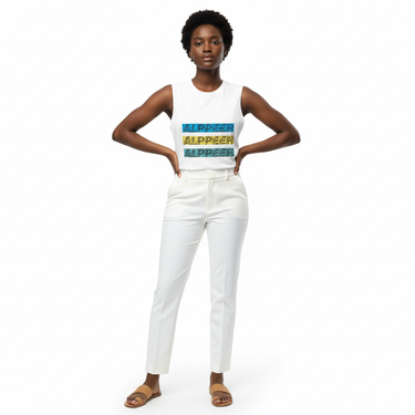 Alppeer Triple Stripe Tank - Black female model in white