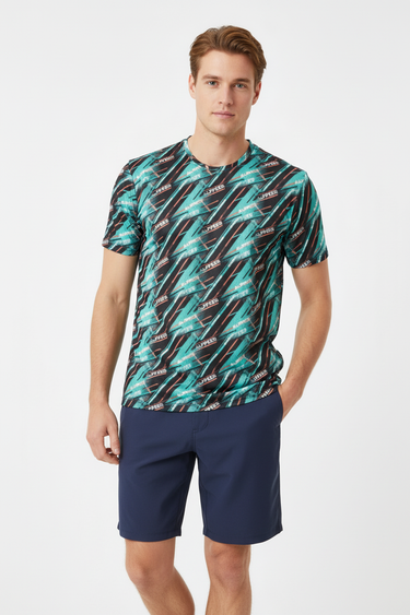 Alppeer Velocity Tee with navy board shorts