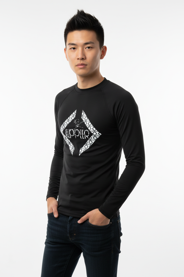 Asian-featured model leaning