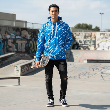 Asian male model skate park