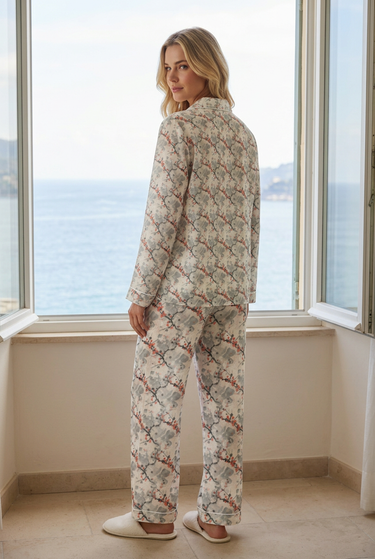 Back view of the matching botanical pajama set