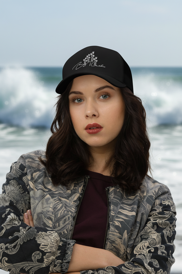 Bamboo Trucker Cap – All Black Close-Up