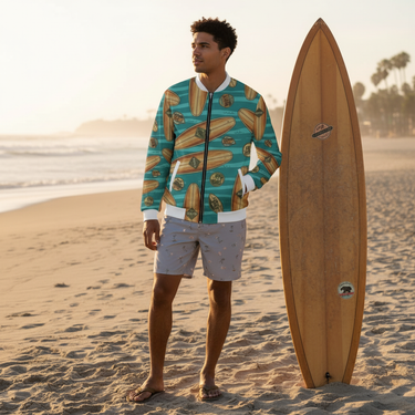 Beach with surfboard surf look