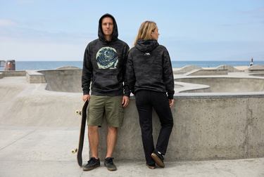 Black Camo front-and-back skatepark editorial