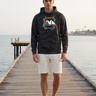 Black Camo hoodie with cream shorts