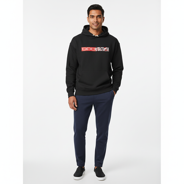 Black hoodie with track pants