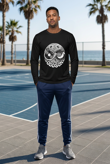 Black ODDSON long-sleeve track-pants look