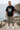 Black tee with checkerboard trousers