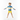 Blonde boy jumping in Wildlife rash guard with yellow trunks on white background