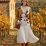 Botanical cardigan in an autumn vineyard editorial