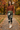 Camouflage leggings with rust sweater