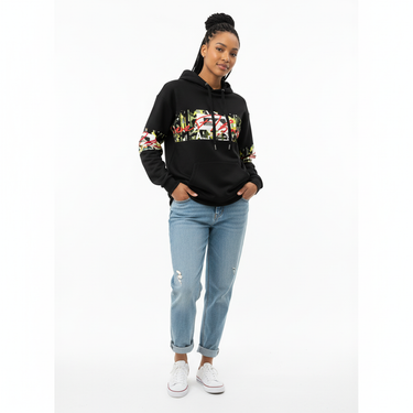 Casual streetwear - black hoodie with denim