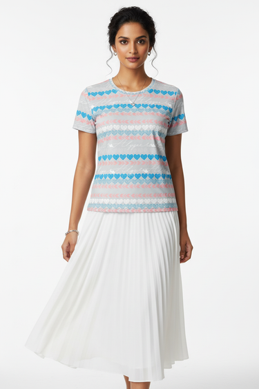 Classy Look with White Midi Skirt - Front