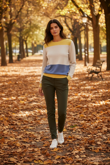 Color-Block Sweater – Olive Trousers