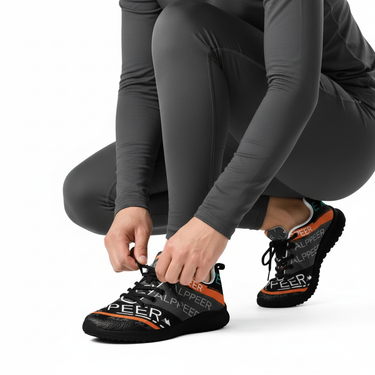 Crouching tying laces