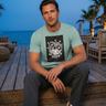 Dusty blue OddSon T-shirt seated editorial