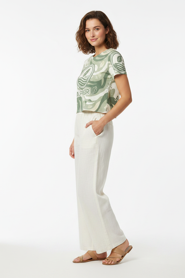 Eco Crop Tee - Cream Linen Pants