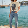 Exact natural shirt at a Mediterranean marina
