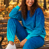 Fall sweatshirt and joggers look without the beanie