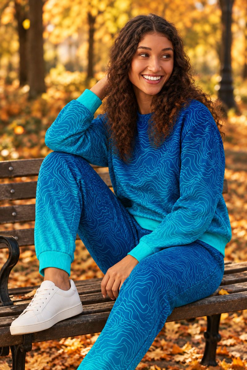 Fall sweatshirt and joggers look without the beanie