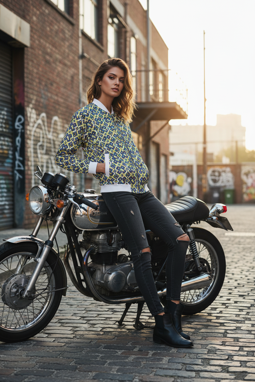Female model motorcycle