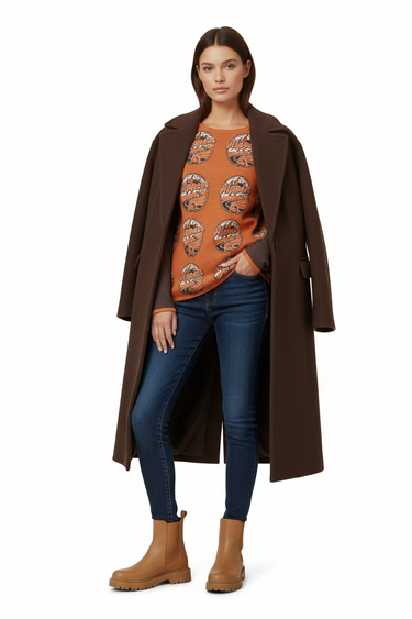 Female model - mountain lifestyle with wool coat