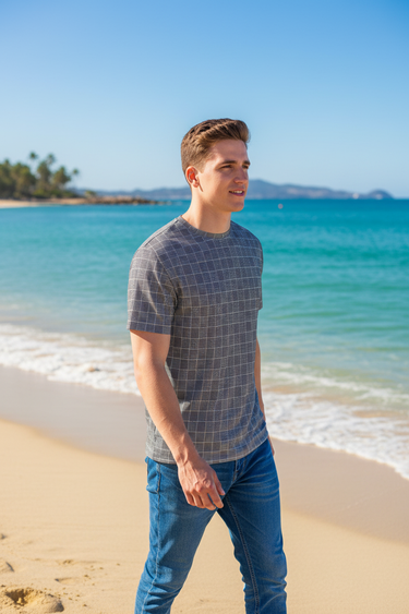Alppeer Houndstooth Check All-Over Print Tee