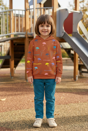 Girl playground look with teal corduroys