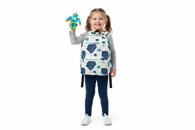 Girl with robot toy