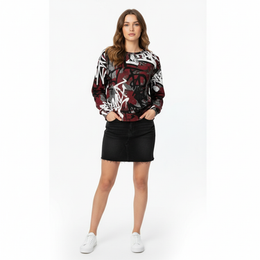 Graffiti Sweatshirt Black Skirt Female