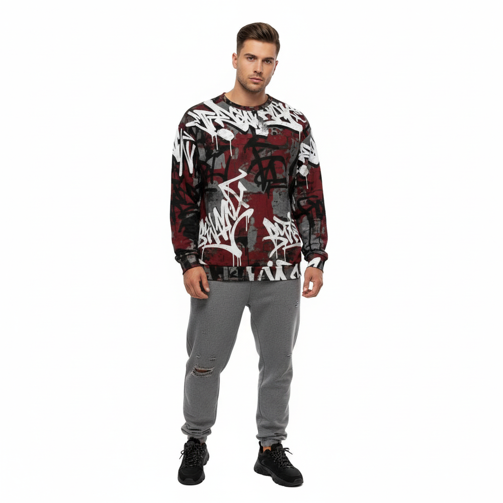 Graffiti Sweatshirt Grey Sweatpants Male