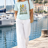 Heather Ice Blue tee editorial look